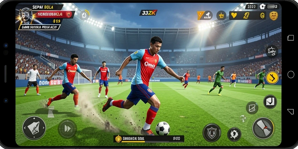 Tampilan gameplay seru dari permainan sepak bola 33ZK.
