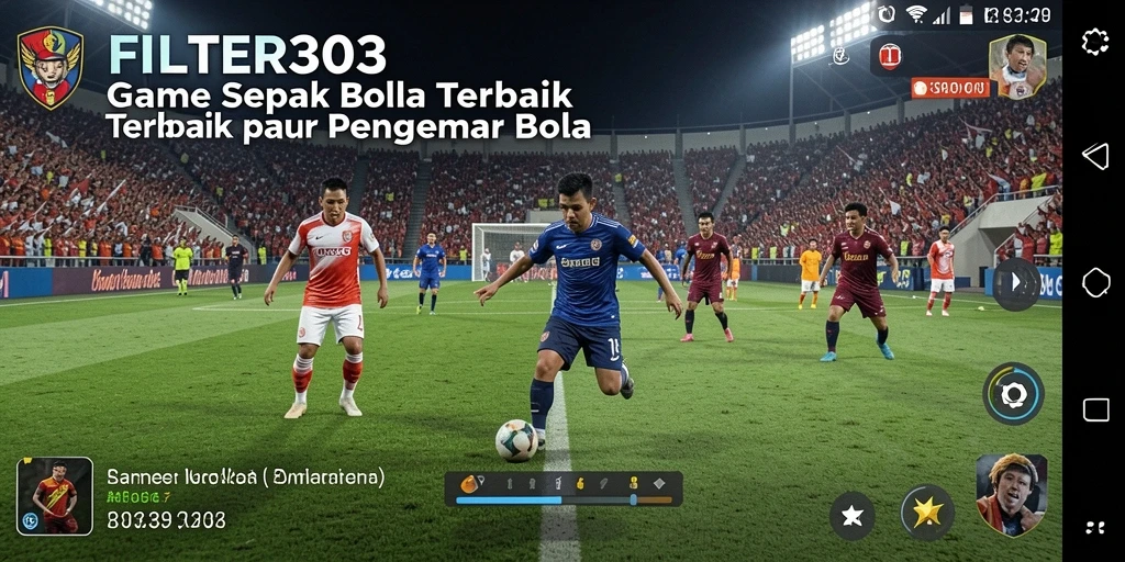 Tangkapan layar game FOOTBALL FILTER303 dengan aksi mendebarkan di lapangan.