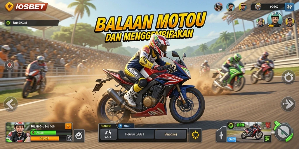 Tangkapan layar <strong>IOSBET</strong> menampilkan balapan motor yang mendebarkan di trek yang penuh tantangan.