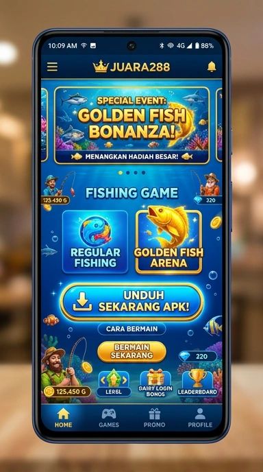 Tampilan menu aplikasi juara288 yang intuitif.